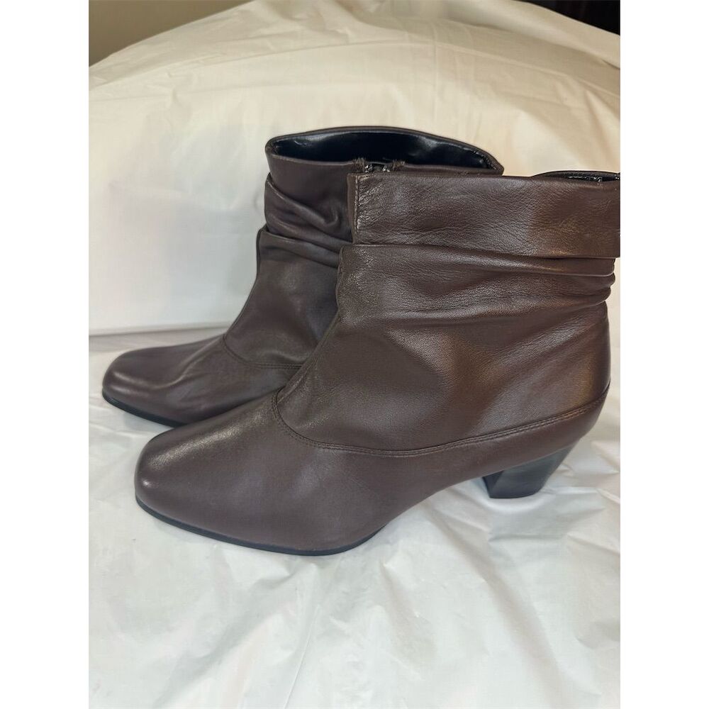 David Tate Vera Women's Brown Leather Ankle Boots Size 10M